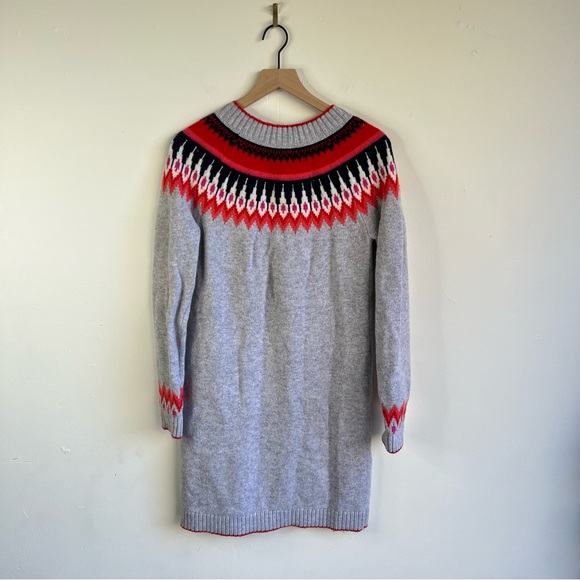 Boden Agnes Fair Isle Sweater Dress Wool Blend Red Grey Long Sleeve Mini Size 6 - Picture 6 of 7